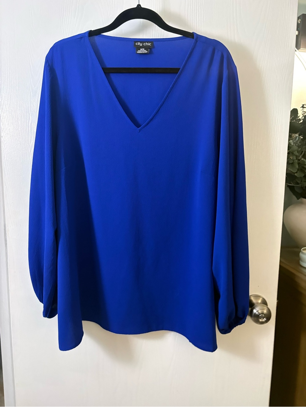 City Chic Cobalt V-Neck Blouse, 18